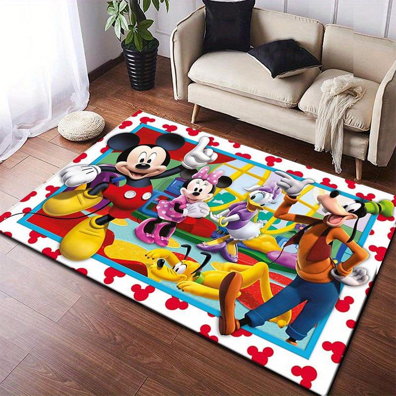 1 szt. Dywanik z Myszką Miki i Minnie, Mata podłogowa antypoślizgowa, Wzór z postaciami z kreskówek, Miękki aksamit, Wystrój pokoju, Zmywalny