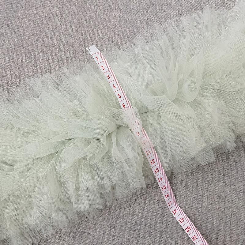 1Pcs Bridal Veil Ruffled Edge Girl Apparel Material Multilayer Pleat Tulle Lace Fabric Sewing For Bubble Skirt Evening Dress