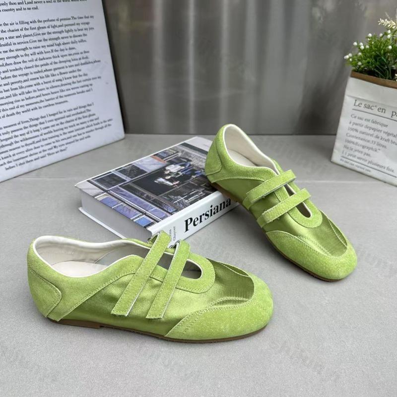 Women's Ballet Flat Shoes 2026 Summer Autumn Dress Silk Elegant Retro Square Toe Cow Suede Mary Jane Shoes Outdoor Casual Shoes