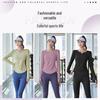 Juyi Hall Solid V-Neck Ruched Long Sleeve Women's Bodycon Yoga Top