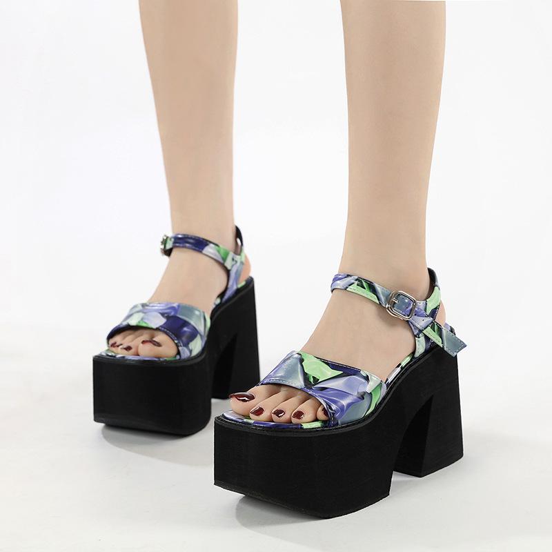 Bright color fashion foam bottom strap hollow casual thick sole thick heel soft sole sandals