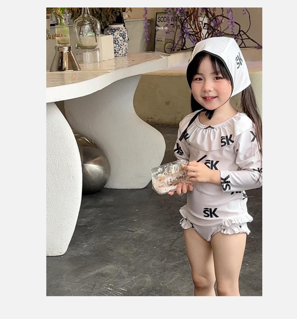 Kids' Korean Long-Sleeve Quick-Dry Sunscreen Swimsuit - Stylish Unisex Swimwear