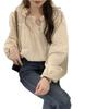 2025 Retro French Bubble Sleeve Ruffle Shirt for Women