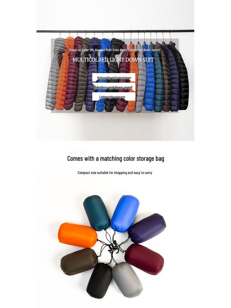 Men's 2024 Ultra-Light Down Jacket: Short, Hooded, Plus Size, Cold-Proof, Warm Autumn/Winter Outerwear for Young and Mid-Age Men