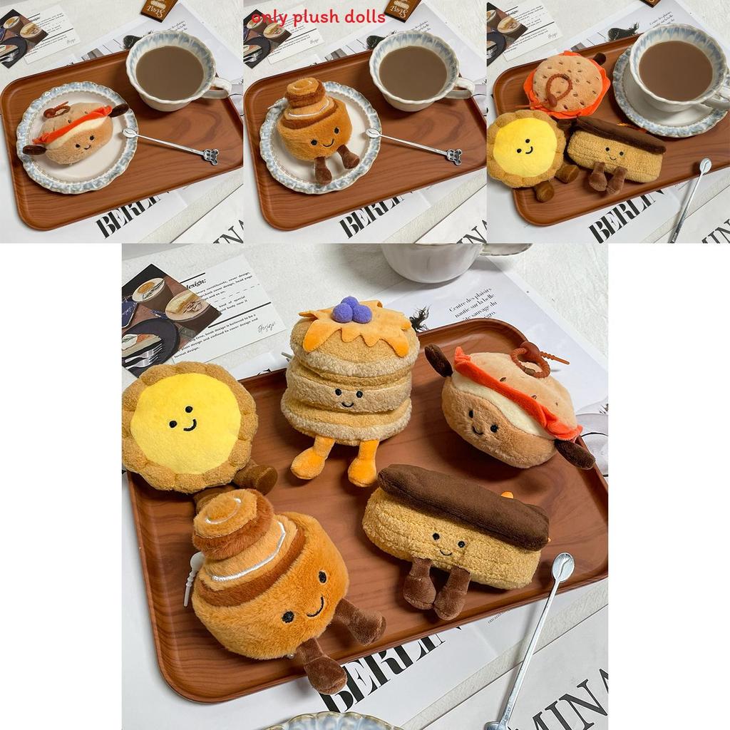 Egg Tarts Puffs Pancakes And Bagels Plush Pendants With Short Plush Filling For Kids And Adults