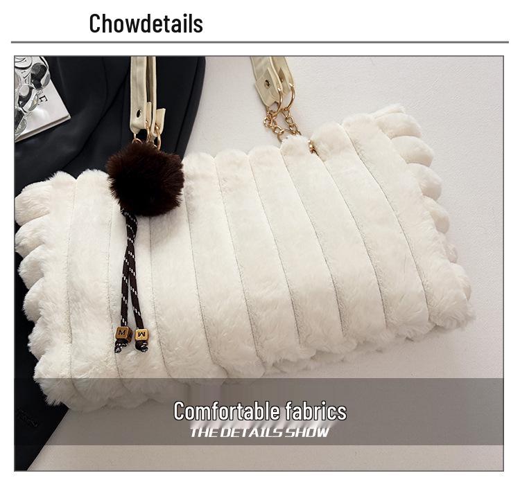 2025 Autumn Plush Single Shoulder Handbag: Women's Casual Large-Capacity Underarm Bag