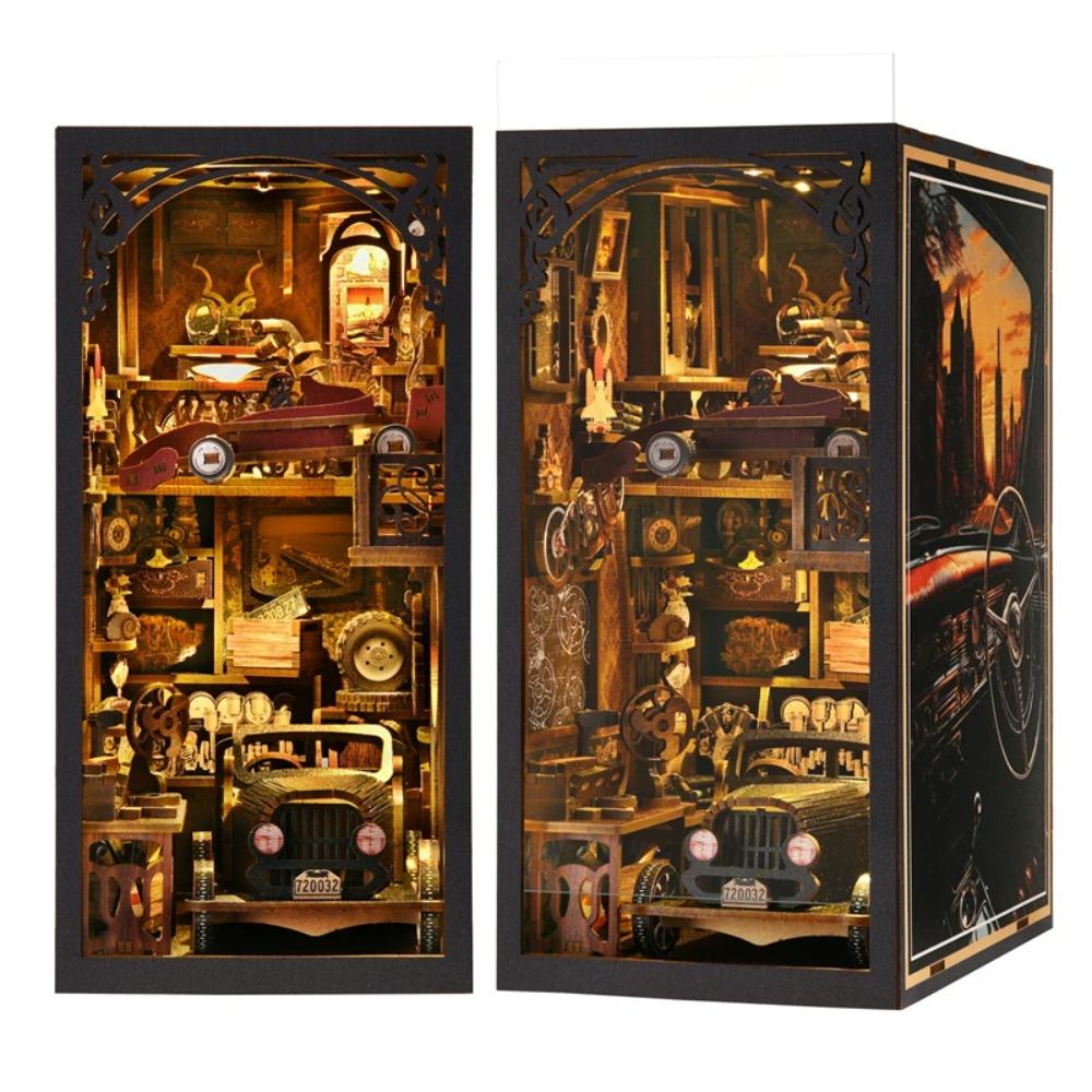 Book Nook Kit Magic House DIY Wooden Puzzle Bookshelf Insert Decor Dollhouse Model Bookend Building Home Decoration Gifts