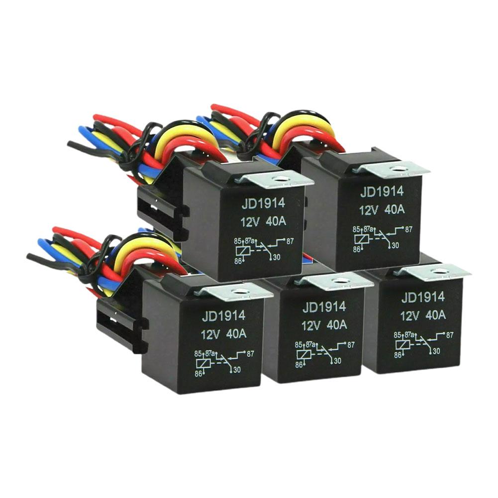 Waterproof Automotive Relay 12V 24V 4pin 5pin 4P 5P With 40A Copper Auto Car Black Relay Red Relay With Relay Terminal Sock R4I6