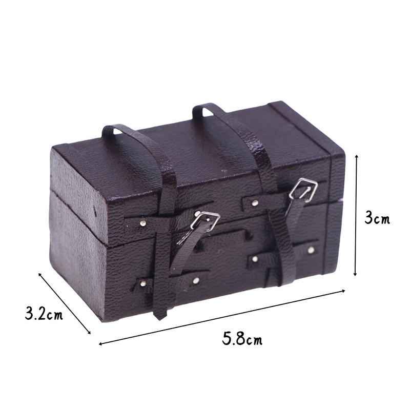 Dollhouse Miniature Items Leather Model Case Mini Storage Box Suitcase 1:12 BJD Doll House Accessories Furniture Dolls Toys