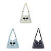 Korean Style Embroidered Cat Shoulder Bag With Nylon Material For Casual Daily Use