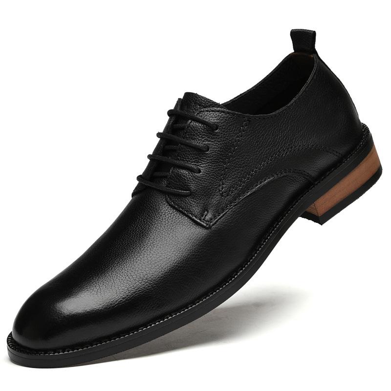 Men's Formal Brogues: Spring/Autumn Casual Leather Shoes - Round Toe, Top Layer Cowhide.