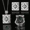 Necklace Earring Ring Set Jewelry Live Broadcast Emerald Color Treasure High-end Fashion Women's