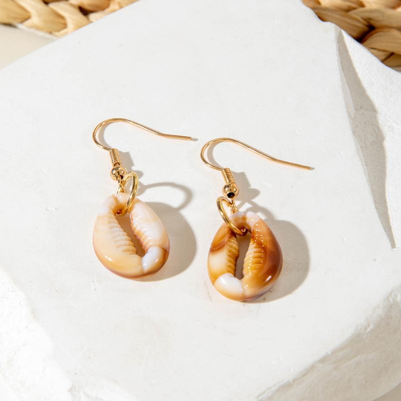 Summer Beach Wind Acrylic Starfish Shell Earrings, Geometric Scallop Pendant Earrings