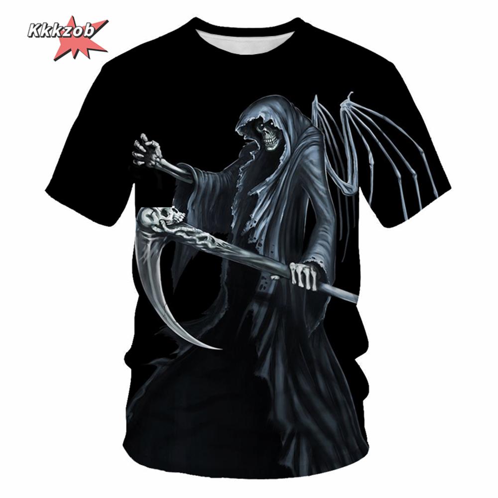 

Летний топ с круглым вырезом и принтом 3D-черепов, модные повседневные футболки с короткими рукавами для мужчин XS