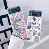 For Samsung Galaxy Z Flip 4 3 Flip4 Flip3 Case Trend Fashion Label Pattern Painted Transparent Shockproof Folding Hard Back Case