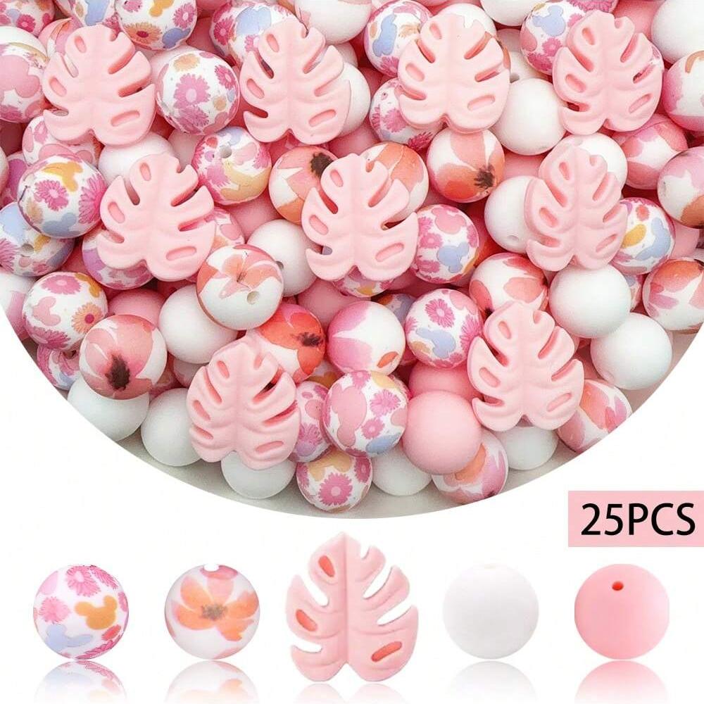 

Набор из 25/30 шт. силиконовых бусин в виде листьев и ромашек, подходит для изготовления украшений своими руками, ручек и ожерелий, набор подарков ручной работы для украшений