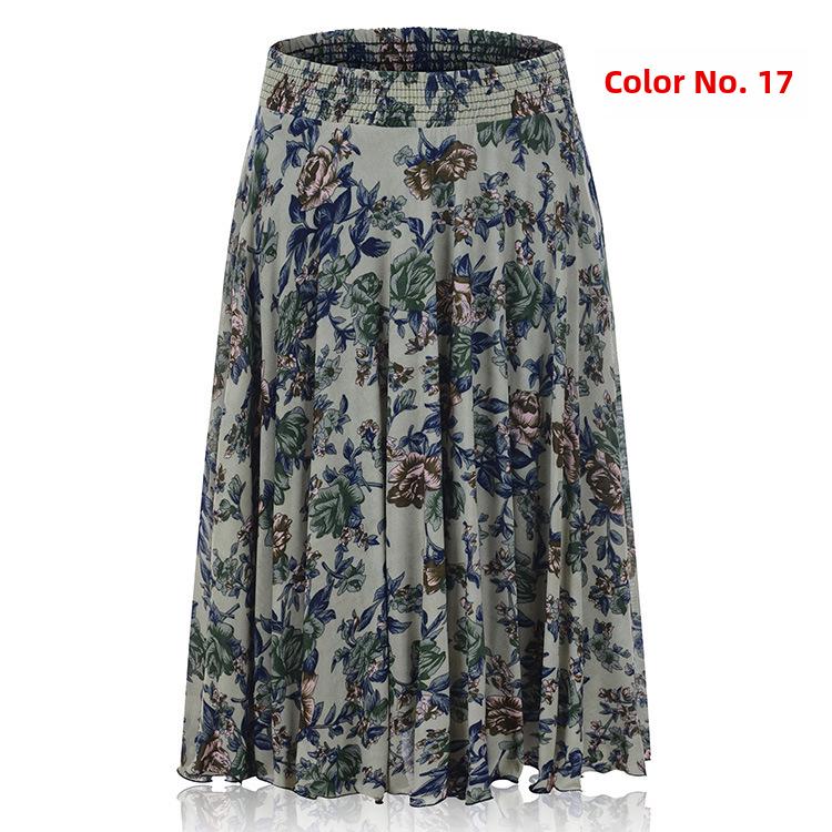 

Летняя юбка из ледяного шелка с эластичной талией для женщин среднего и пожилого возраста One Size