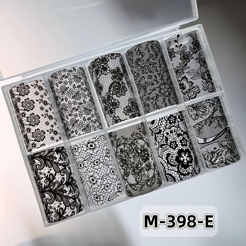 Lace Design Nail Foils Stripe Pattern Black White Nail Stickers Leopard Print Sequin Effect Nail Decorations Manicure DIY