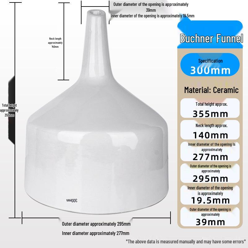 Multi-Size Ceramic Buchner Funnel: 60mm to 200mm Suction Filtration Funnel with Leak-Proof Filter