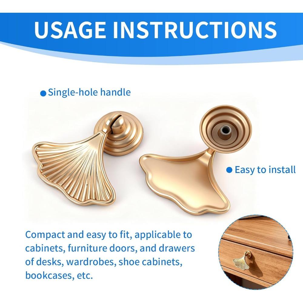 2 Pcs Ginkgo Leaf Zinc Alloy Cabinet Knobs & Drawer Pulls with Screw Mounting Hardware for Kitchen Bathroom Dresser
