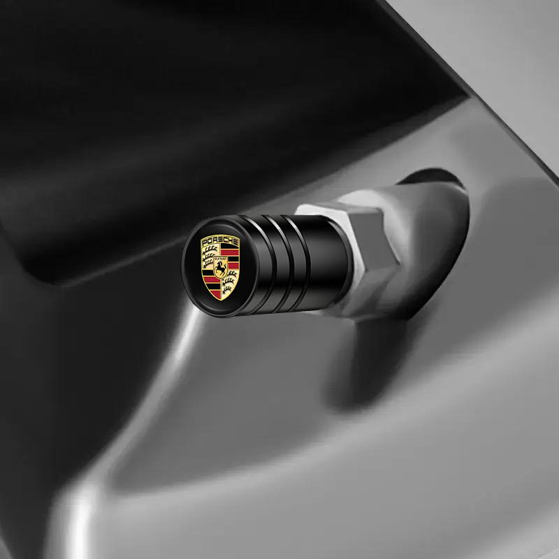4Pcs Car Wheel Tire Valve Caps Tyre Stem Covers Accessories For Porsche Panamera Taycan 911 718 Macan Cayenne Boxster Cayman 918