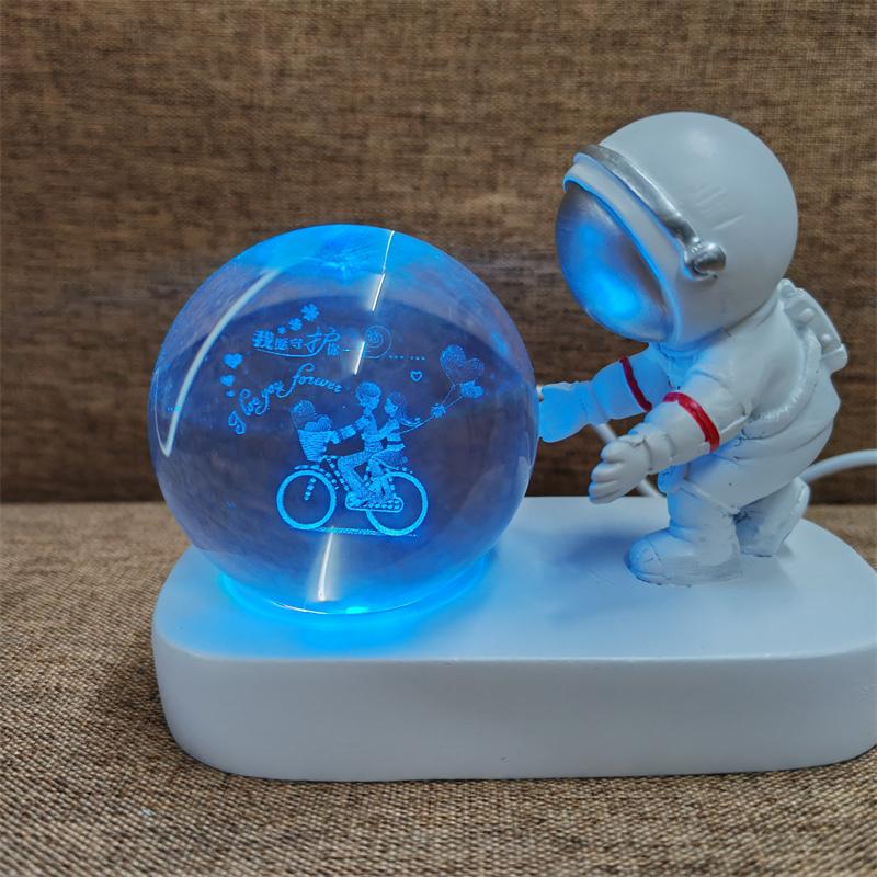 Astronaut Creativ 3D Minge de Cristal Led Lumină de noapte pentru Dormitor Copii Planetă Spațiu Lampă Sistem Solar USB Cadou de Crăciun pentru copii