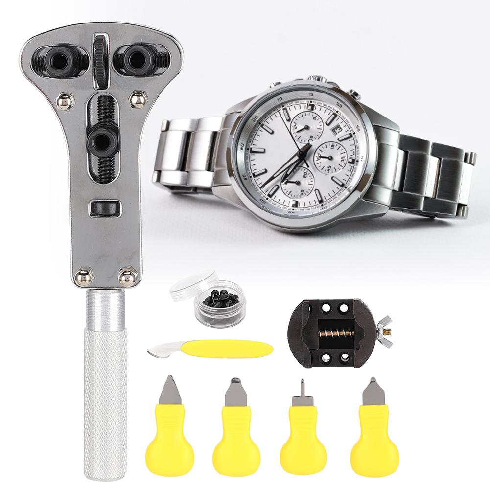 8 szt. Otwieracz do zegarków, uchwyt na kopertę zegarka z 3 szczękami, narzędzie do otwierania kopert zegarków, zestaw do naprawy zegarków