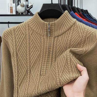 Men's Thickened Cable Knit Half-Zip Sweater - Winter Fashion Pullover