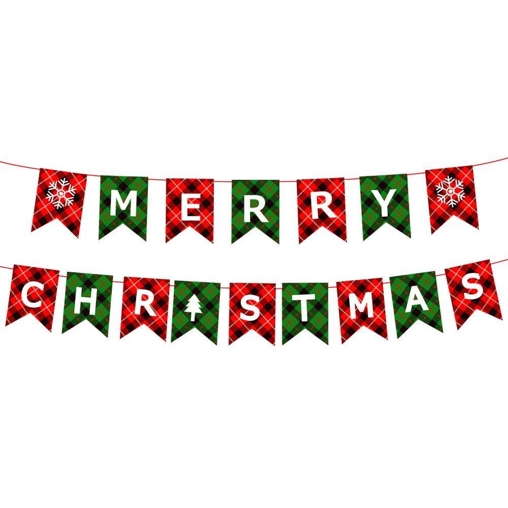 

New Bunting Garland Xmas Tree Snowman Christmas Banners Santa Claus Paper Hanging Flags 06