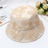 Lace Flower Fisherman Hat for Women, Summer Sun Protection, Glitter Wide Brim Hat