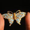 Palace Style Exquisite Butterfly Brooch For Women Fashion High Quality Ancient Gold Craftsm Blue-Green Enamel Vintage Jewelry