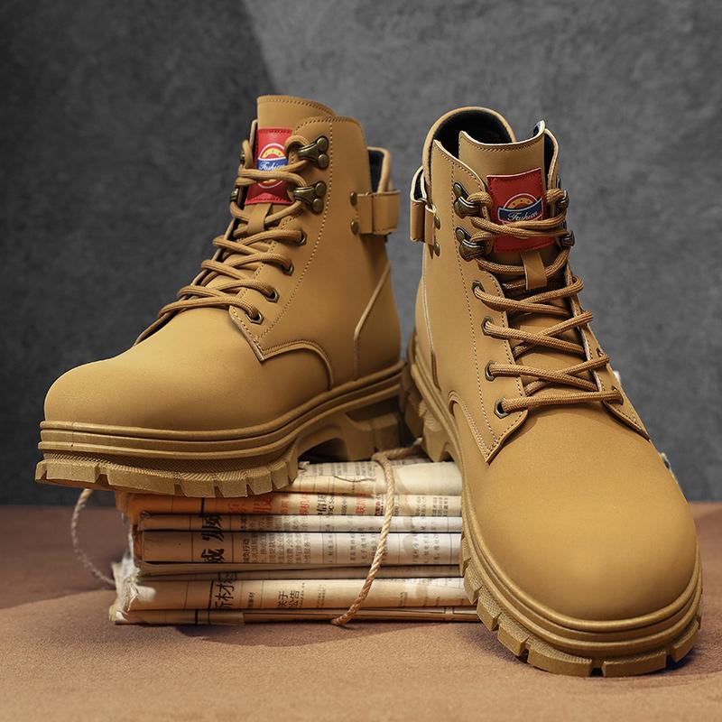 New Fashion Autumn And Winter Men's High Top Martin Boots Students Male Boys Trending Soft Sole Work Shoes Labor Protection Martin Sneakers
