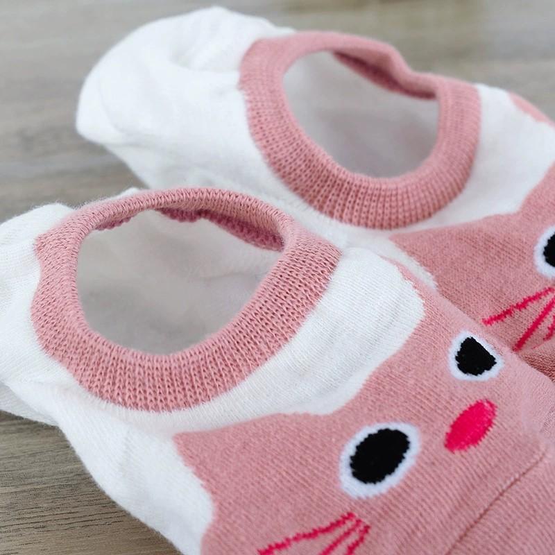 Cute Animal Women's Boat Socks Low-cut Invisible Socks Short Socks Summer Non-slip Silicone Girls Shallow Mouth Thin Cotton Socks
