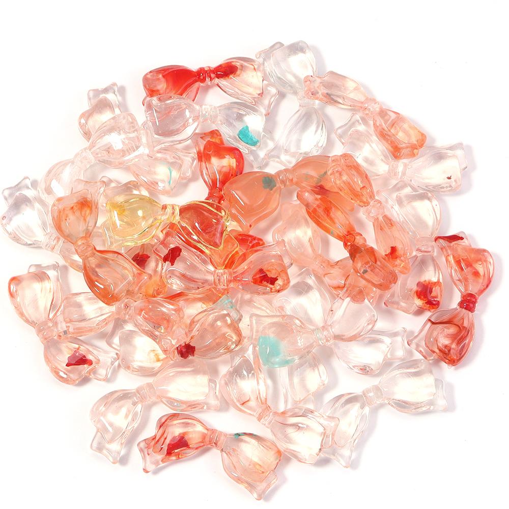 30pcs/lot 29x14mm Colorful Acrylic Beads Bow Shaped Loose Spacer Charm Beads For DIY Fashion Earring Keychain Jewelry Accessorie
