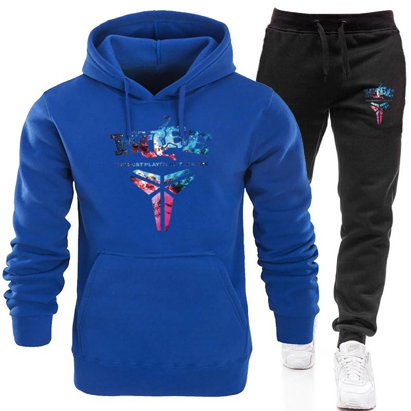 Kobe Bryant Memorial Hoodie Set Mens Black Mamba Streetwear Starry Sport Tracksuit Winter