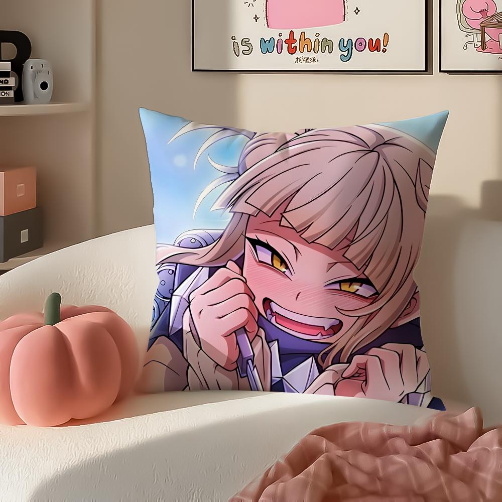 Popular HHimiko Toga My Hero Academia Cushion Cover Pillowcase Short Plush Invisible Zipper Room Sofa Cushion Cover