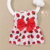 Spring Summer Pet Flower Print Skirt with Bowknot Decors Outdoor Walking Dogs Rabbit Universal Dress Lightweight