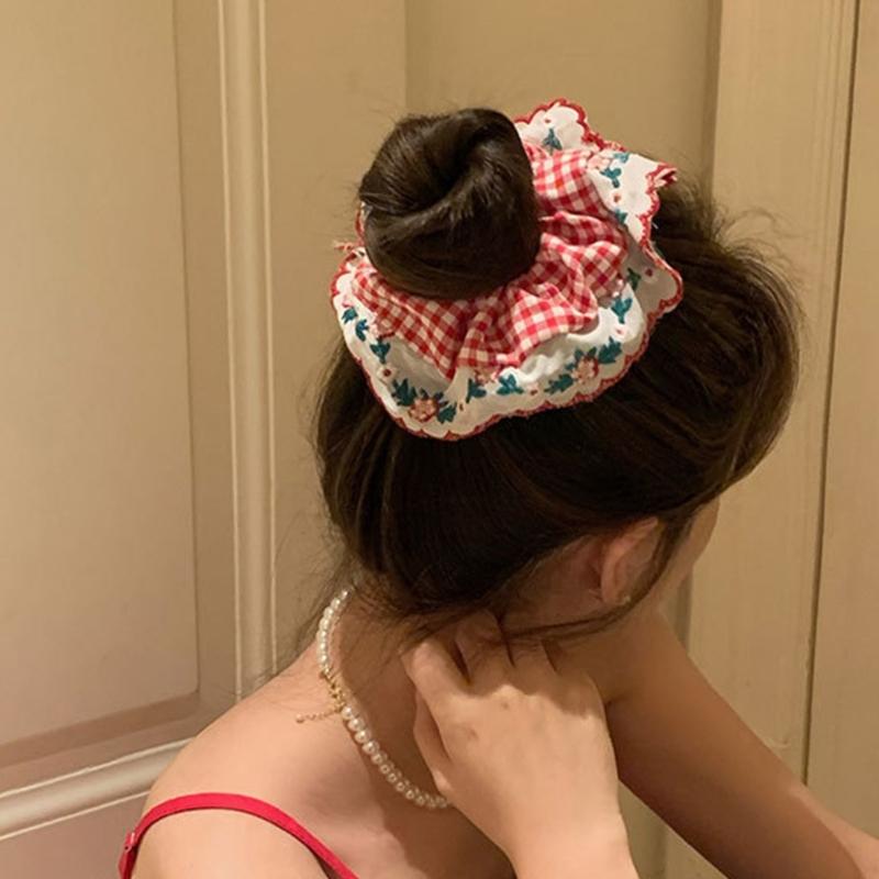 Elastici per Capelli Ricamati per Donna Fasce per Capelli e Braccialetti in Pizzo Dolci Accessori per Capelli Scrunchies Grandi