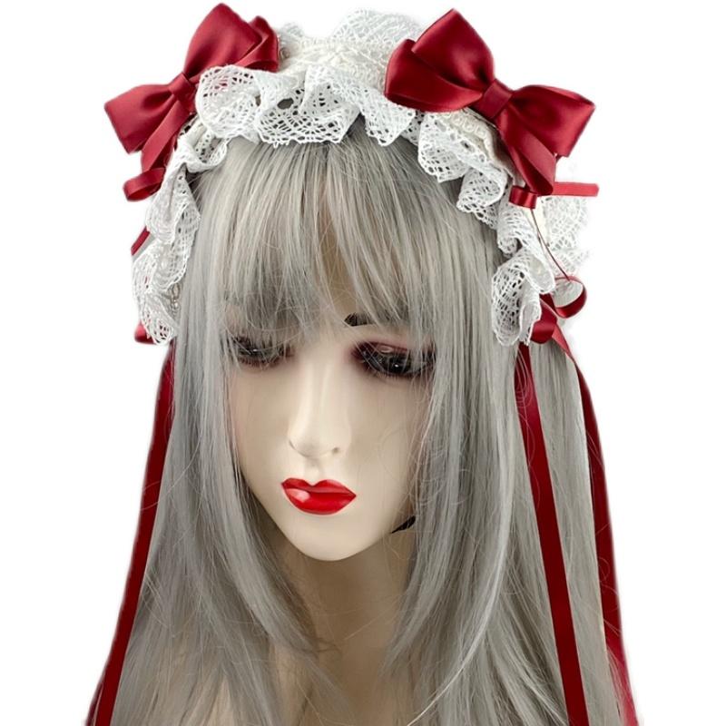 Multicolor Sweet KC Lace Hair Clips Lolita Bow Removable Lolita Headband Korean Hair Accessories