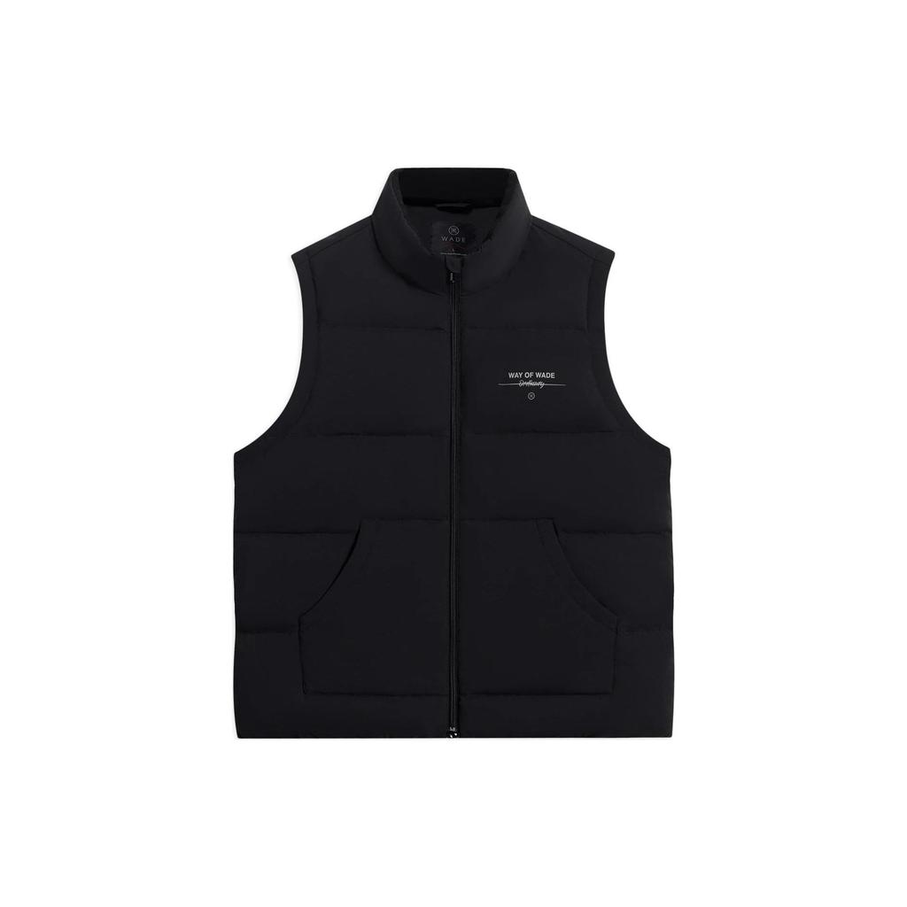 Li-Ning Contrast Color Brand Logo Print Down Vest Men Outerwear Black AMRS035-1