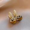 French court lace tiger's eye earrings light luxury ear buckles retro versatile earrings