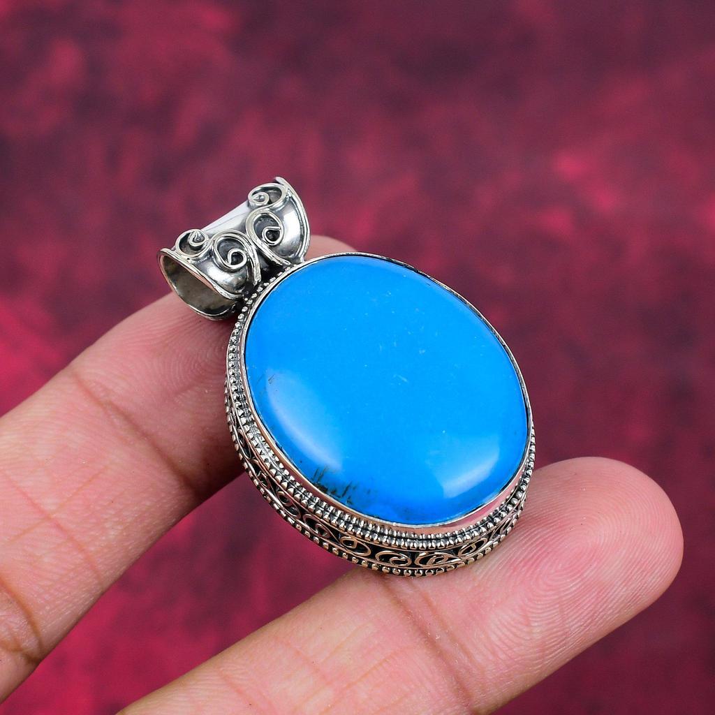 Sleeping Beauty Turquoise Pendant, 925 Solid Sterling Silver Gemstone Jewelry, Handmade Pendant, For Thanksgiving