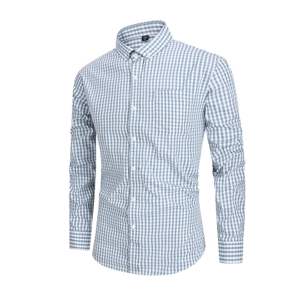 Men's Large-sized Checked Long-sleeved Shirt, Digital Printed Lapel Light Button Shirt For Men