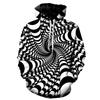Unisex Oversized Hoodie With Black White Abstract Spiral 3D Digital Print Loose Fit Casual Wear