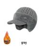Men's Winter Knit Duckbill Cap: Thick Velvet-Lined, Warm Wool Hat for Cold Weather