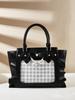 Cute Japanese heart-shaped printed handbag with lace and pearl details, women's crossbody bag with small capacity