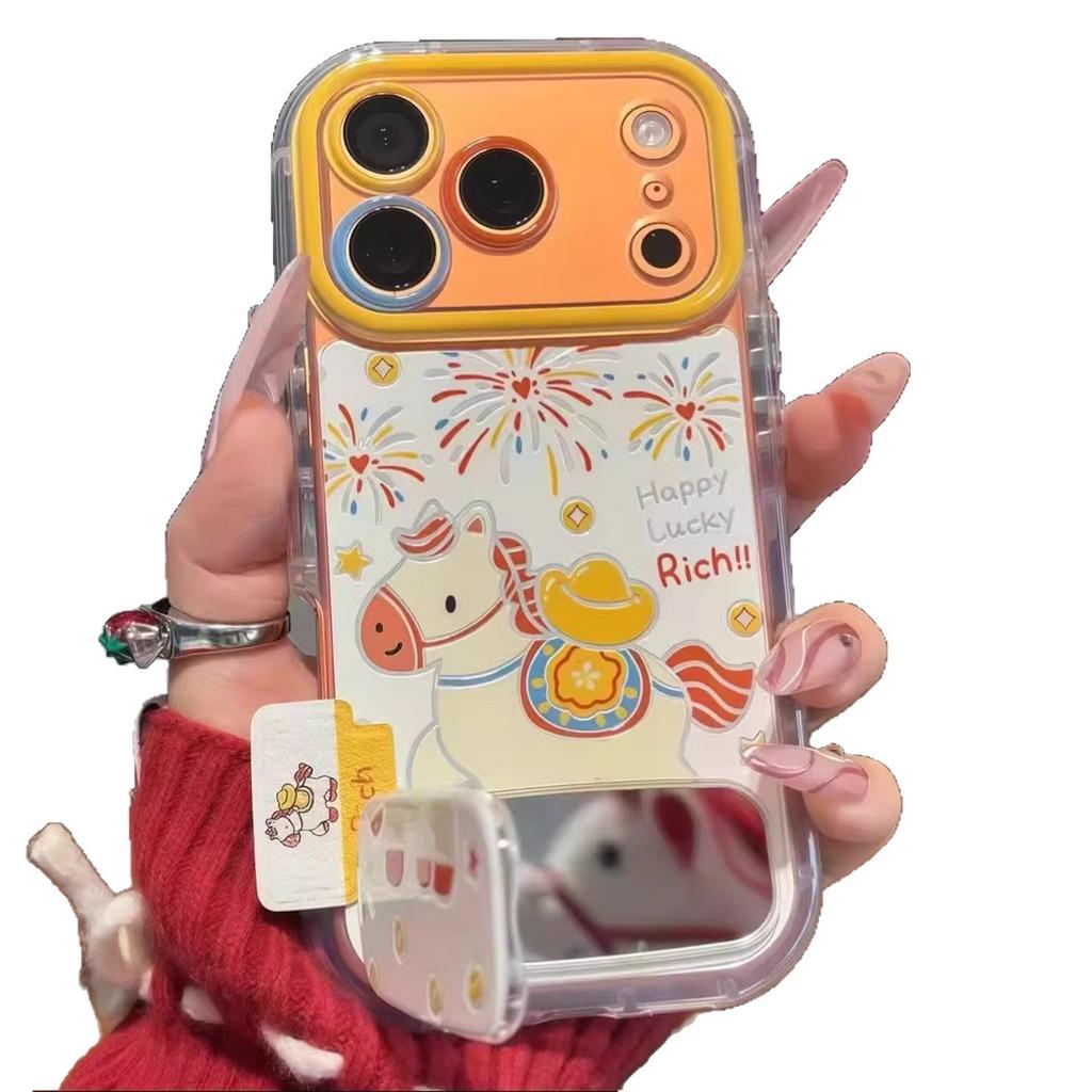 Pony Money for Apple 17 Mobile Phone Case iPhone16PROMAX Gold Ingot Pony New Year Protective Case 15