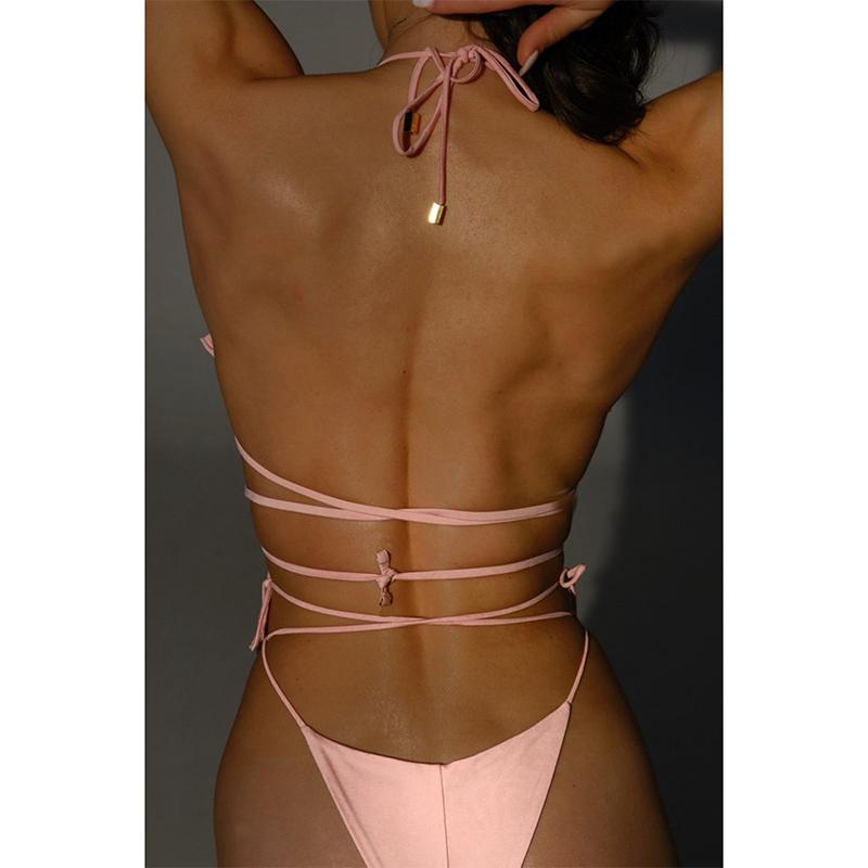 2024 Floral Bikini Micro Bikini Set Push Up Women Swimsuit Female Swimwear Bandage Biquini Sexy Bathing Suit Solid Swimming Beachwear