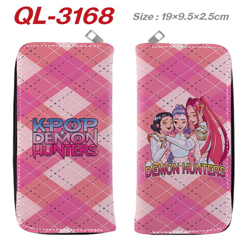 Portafoglio Lungo con Zip KPop Demon Hunters in Pelle PU Portamonete Cartone Animato per Donna Porta Carte Multipli Rosa