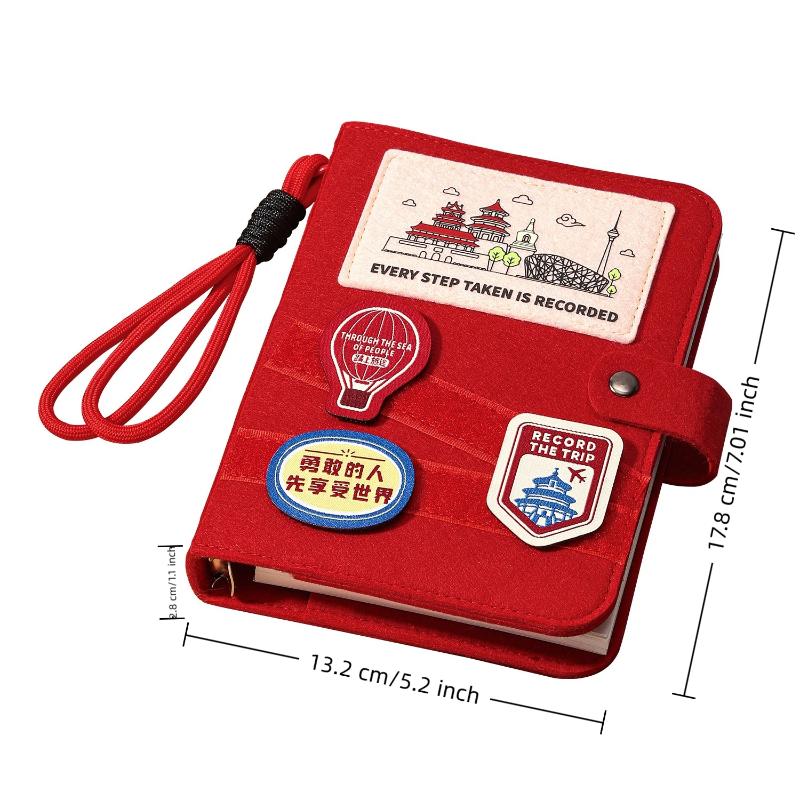 Felt Travel Stamp Book Scenic Spot Check-In Creative Notebook Beautiful Souvenir Stamp Card Book Blank Inside Pages